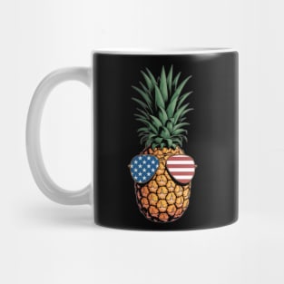 Patriotic Pineapple Sunglasses 4th of July Mug